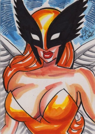 HAWKGIRL ACEO Sketch Card Original Art PSC 2BB by Chris McJunkin 2015.jpg